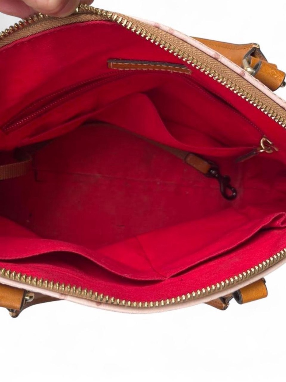 Dooney & Bourke Vintage Y2K Pink Ostrich Embossed Leather Satchel Crossbody - Picture 8 of 8